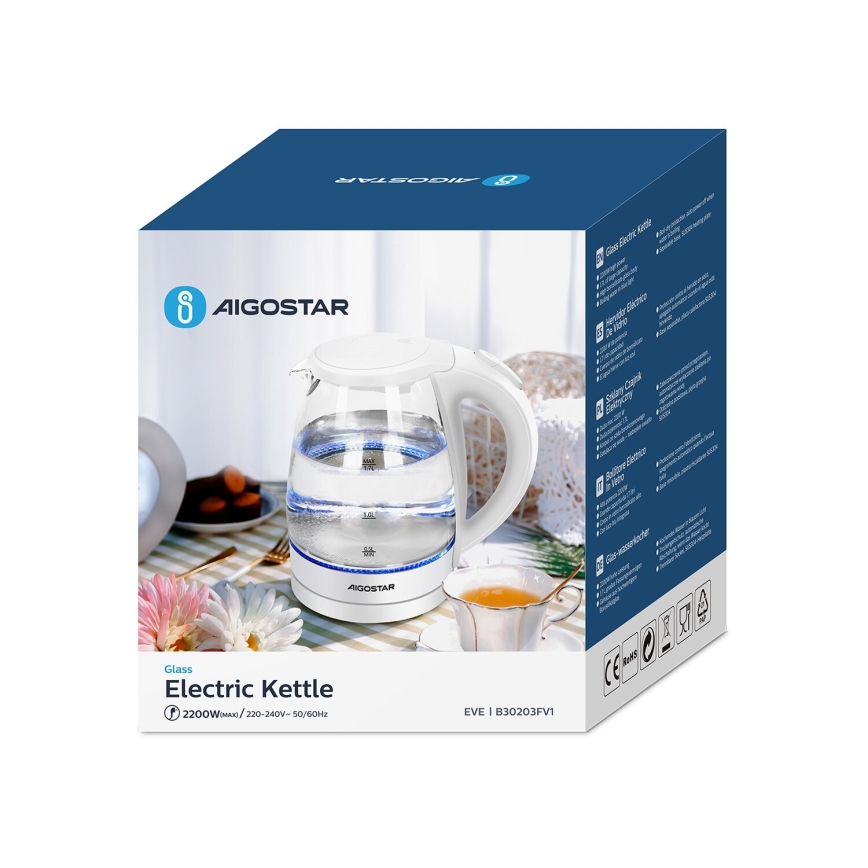Aigostar - Hervidor 1,7l 2200W/230V blanco