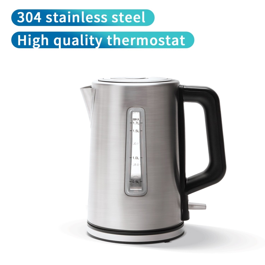 Aigostar - Hervidor 1,7l 2200W/230V cromo mate