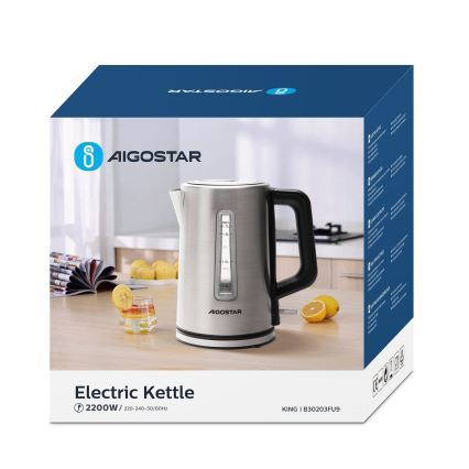 Aigostar - Hervidor 1,7l 2200W/230V cromo mate