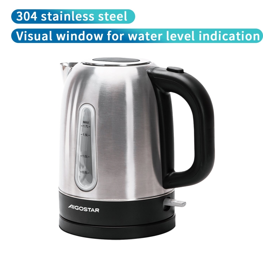 Aigostar - Hervidor 1,7l 2200W/230V cromo mate