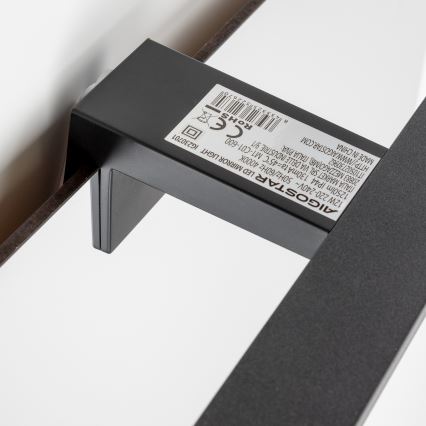 Aigostar - Iluminación LED para espejos de baño LED/12W/230V 4000K 60 cm IP44 negro