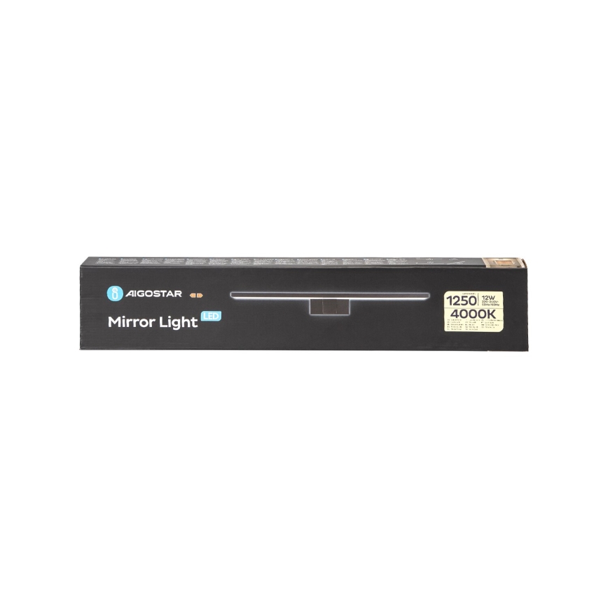 Aigostar - Iluminación LED para espejos de baño LED/12W/230V 4000K 60 cm IP44 negro