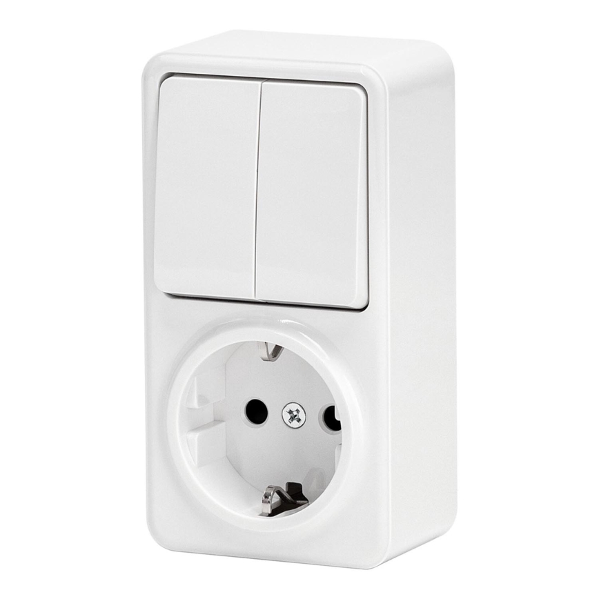 Aigostar - Interruptor 2P con un enchufe 1x10A/250V