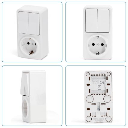 Aigostar - Interruptor 2P con un enchufe 1x10A/250V