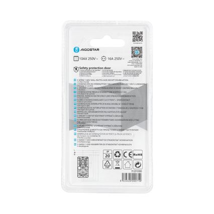 Aigostar - Interruptor 2P con un enchufe 1x10A/250V