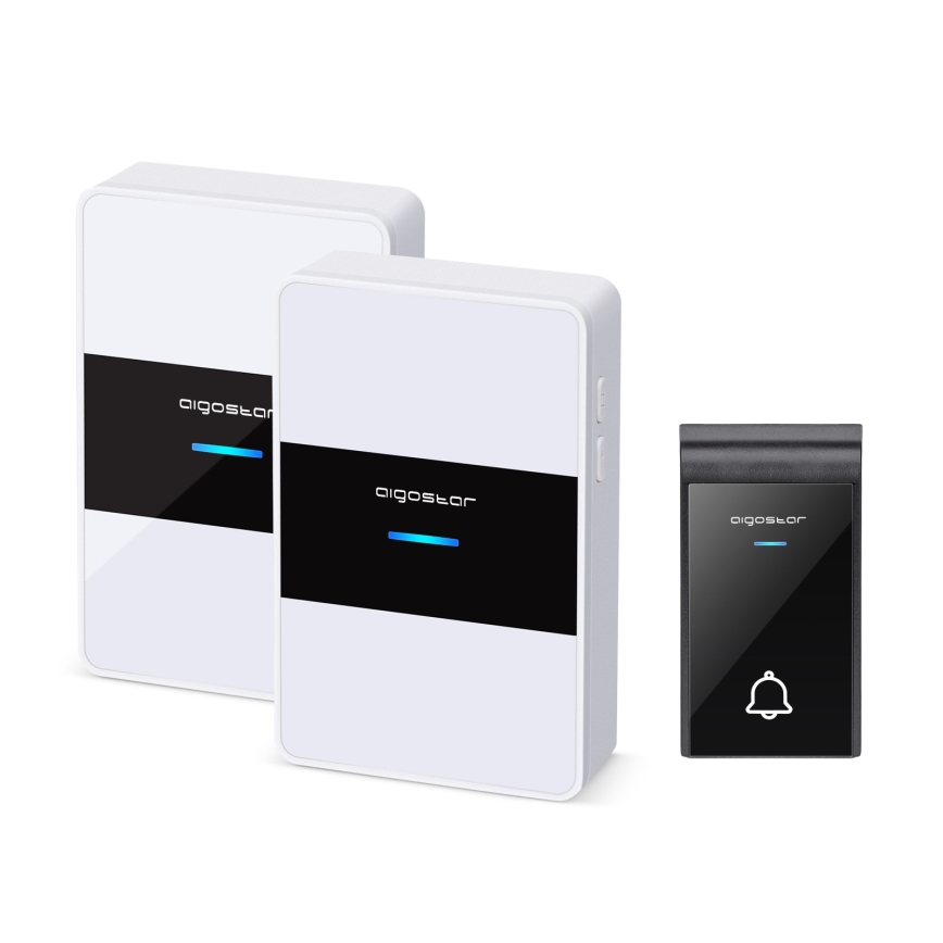 Aigostar - JUEGO 2x Timbre inalámbrico 3xAA IP44 blanco/negro