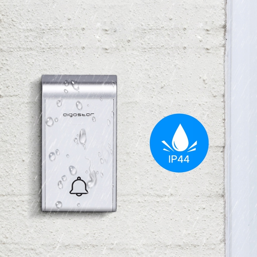 Aigostar - JUEGO 2x Timbre inalámbrico para enchufe 230V IP44 blanco