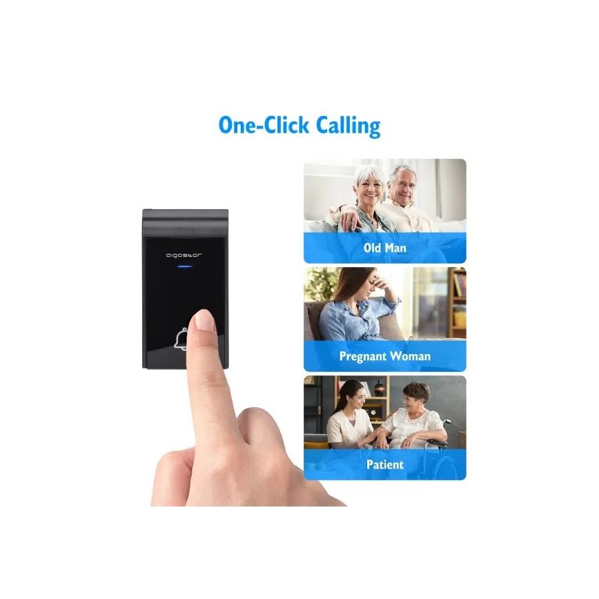 Aigostar - Juego 2x Timbre inalámbrico para enchufe 230V IP44 blanco/negro