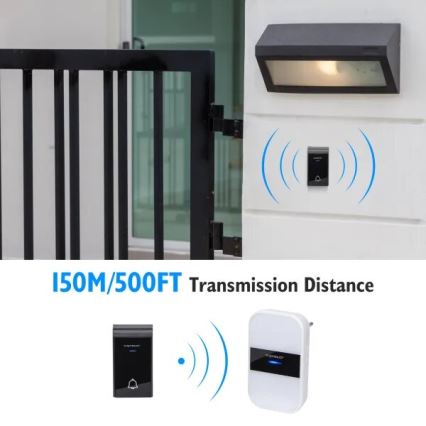 Aigostar - Juego 2x Timbre inalámbrico para enchufe 230V IP44 blanco/negro