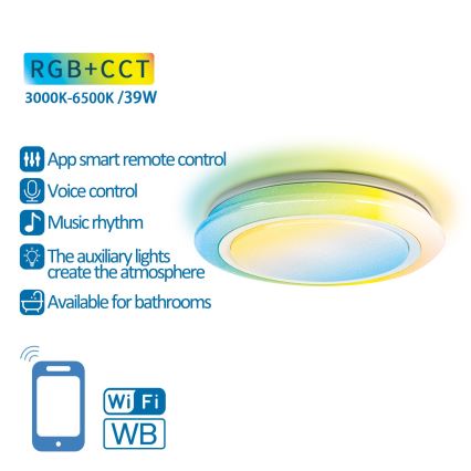 Aigostar - Lámpara de baño LED RGBW regulable LED/39W/230V 50 cm Wi-Fi IP44