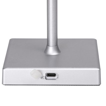 Aigostar - Lámpara de mesa LED de exterior regulable y recargable LED/4W/5V 3600mAh blanco/cromo mate IP54
