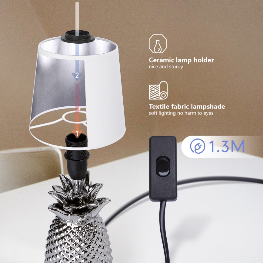 Aigostar - Lámpara de mesa 1xE14/40W/230V cromo brillante
