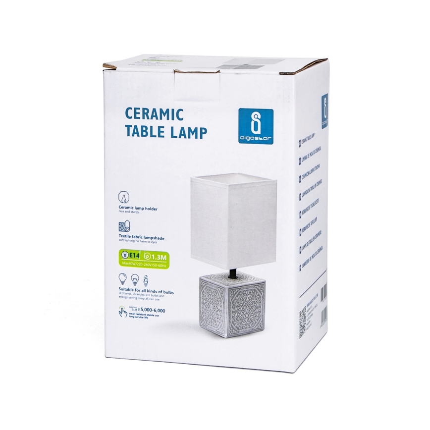 Aigostar - Lámpara de mesa 1xE14/40W/230V gris/blanco