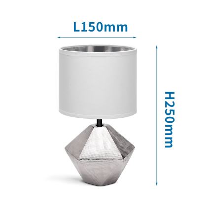 Aigostar - Lámpara de mesa 1xE14/40W/230V plata/blanco