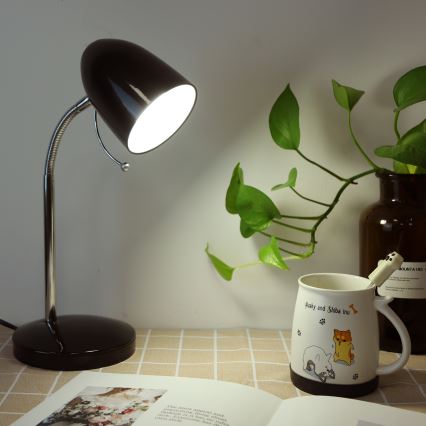 Aigostar - Lámpara de mesa 1xE27/36W/230V negro/cromo brillante