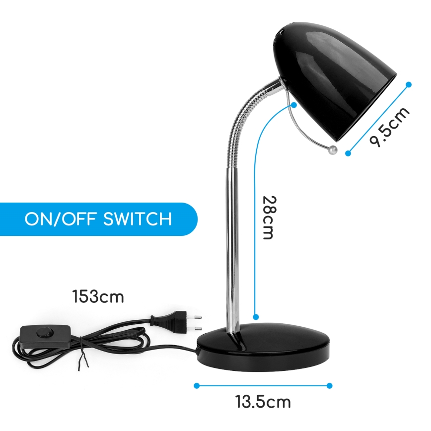 Aigostar - Lámpara de mesa 1xE27/36W/230V negro/cromo brillante