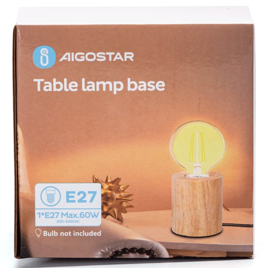 Aigostar - Lámpara de mesa 1xE27/60W/230V beige