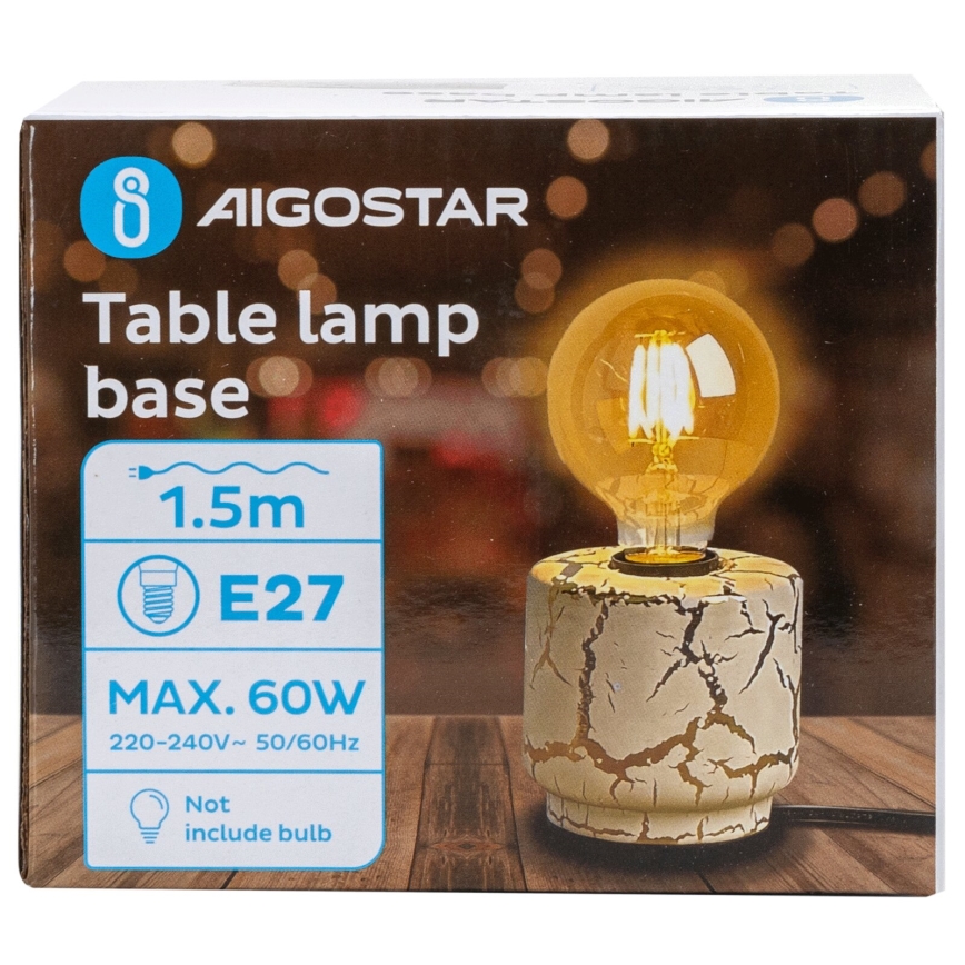 Aigostar - Lámpara de mesa 1xE27/60W/230V blanco/dorado