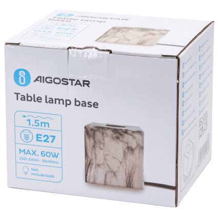 Aigostar - Lámpara de mesa 1xE27/60W/230V blanco/gris