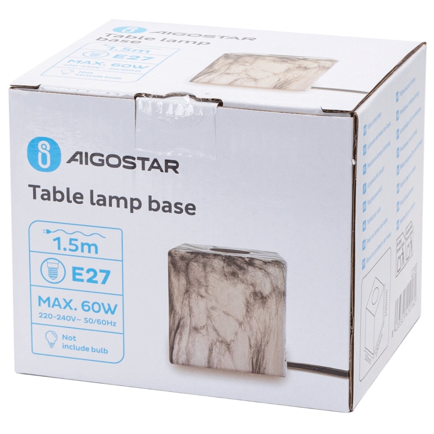 Aigostar - Lámpara de mesa 1xE27/60W/230V blanco/gris