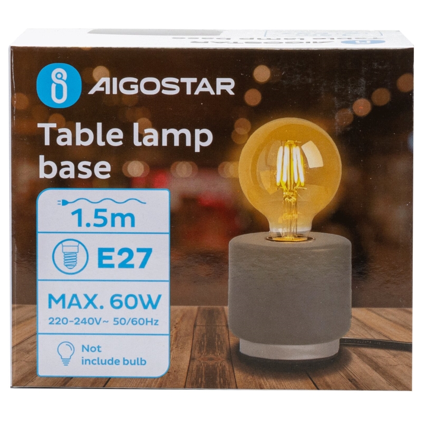Aigostar - Lámpara de mesa 1xE27/60W/230V gris