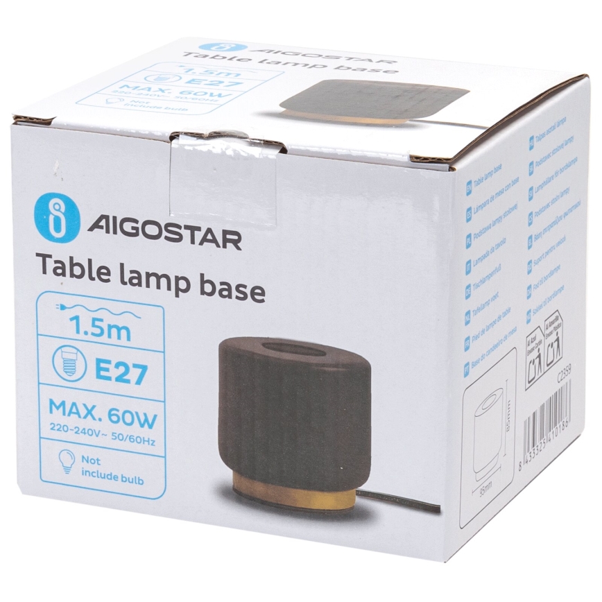 Aigostar - Lámpara de mesa 1xE27/60W/230V negro