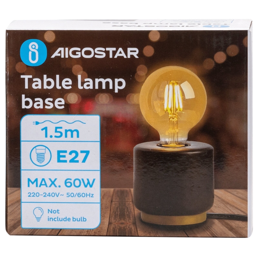 Aigostar - Lámpara de mesa 1xE27/60W/230V negro