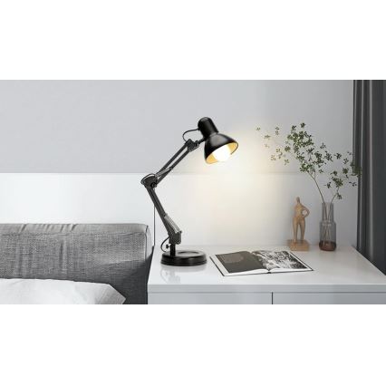 Aigostar - Lámpara de mesa 2en1 1xE27/40W/230V negro