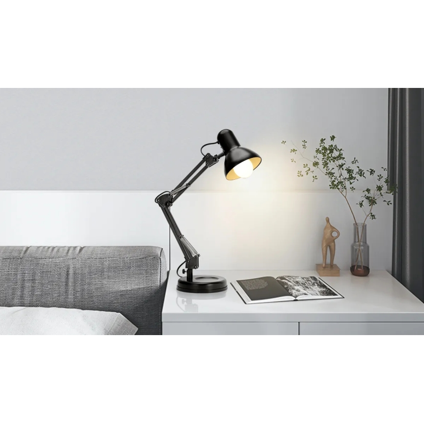 Aigostar - Lámpara de mesa 2en1 1xE27/40W/230V negro