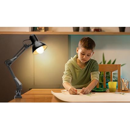 Aigostar - Lámpara de mesa 2en1 1xE27/40W/230V negro