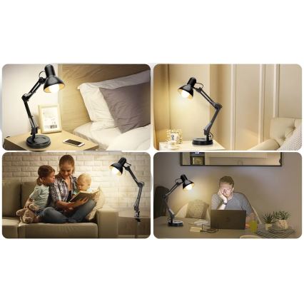 Aigostar - Lámpara de mesa 2en1 1xE27/40W/230V negro