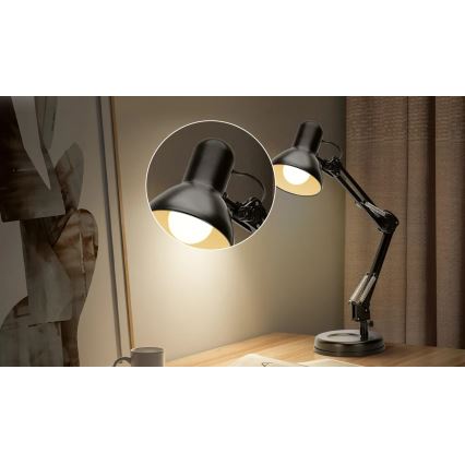 Aigostar - Lámpara de mesa 2en1 1xE27/40W/230V negro