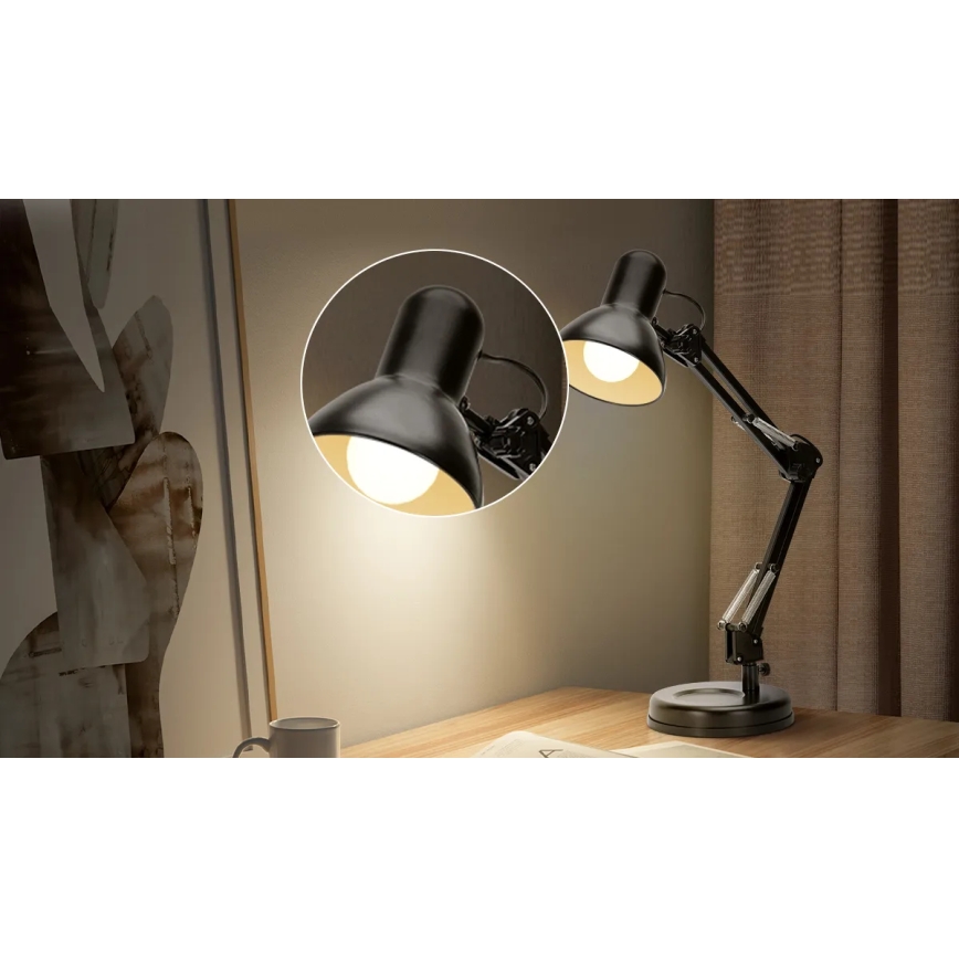 Aigostar - Lámpara de mesa 2en1 1xE27/40W/230V negro