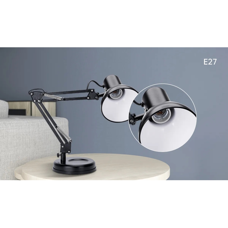Aigostar - Lámpara de mesa 2en1 1xE27/40W/230V negro