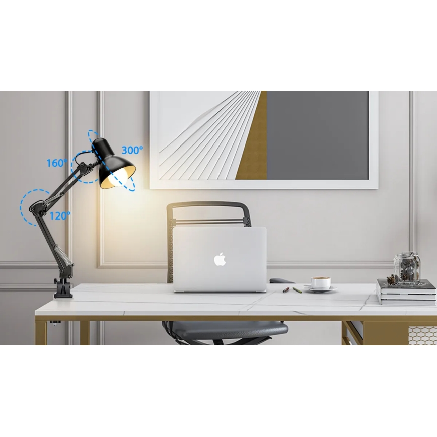 Aigostar - Lámpara de mesa 2en1 1xE27/40W/230V negro