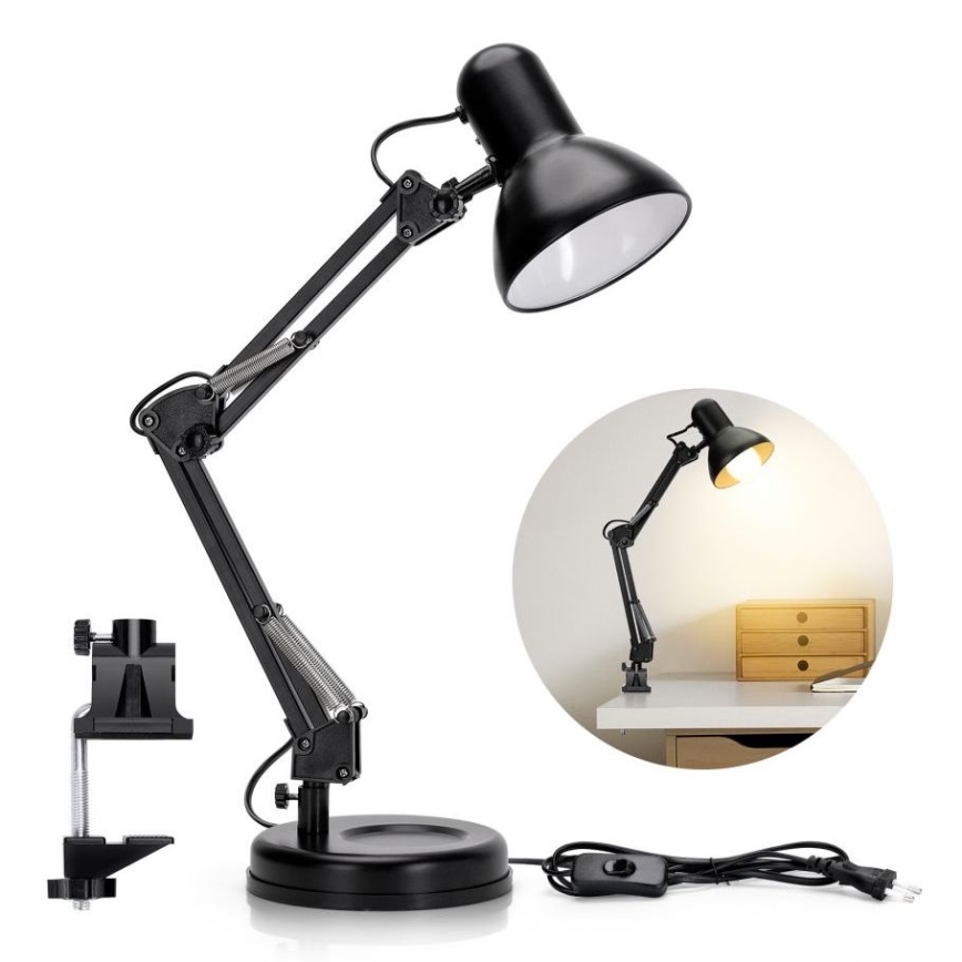 Aigostar - Lámpara de mesa 2en1 1xE27/40W/230V negro