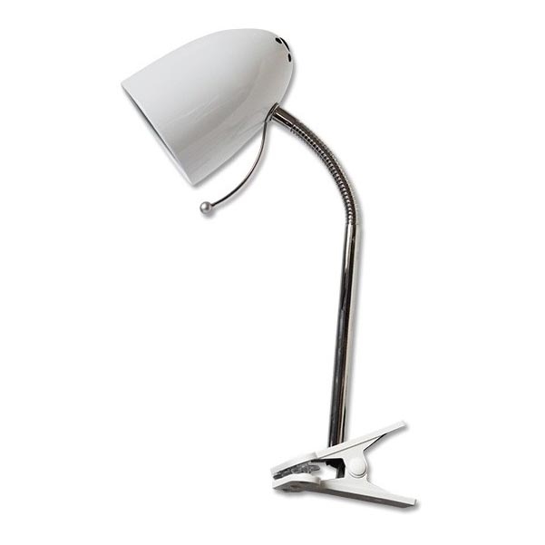 Aigostar -  Lámpara de mesa con clip 1xE27/11W/230V blanco/cromo brillante