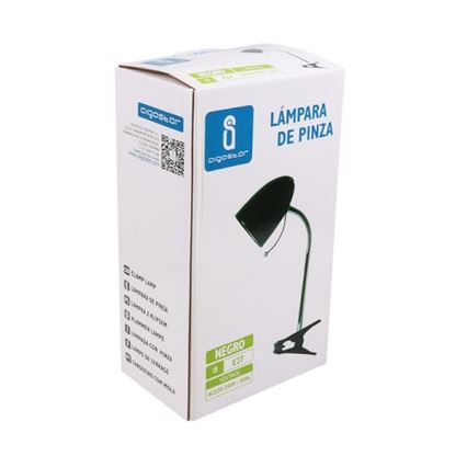 Aigostar -  Lámpara de mesa con clip 1xE27/11W/230V negro/cromo brillante