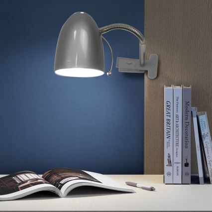 Aigostar -  Lámpara de mesa con clip 1xE27/11W/230V plata/cromo brillante
