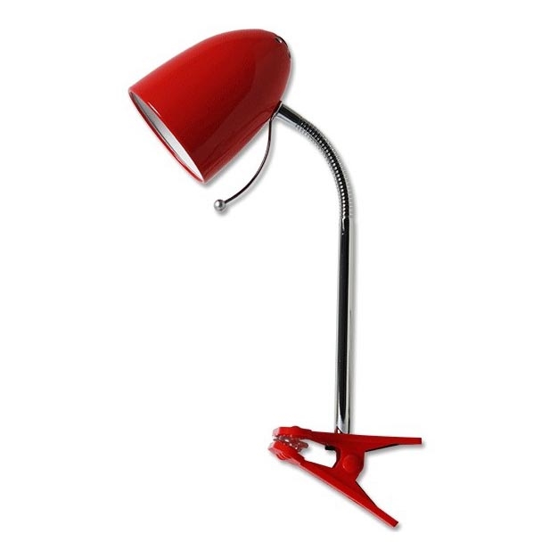 Aigostar - Lámpara de mesa con clip 1xE27/11W/230V rojo/cromo brillante