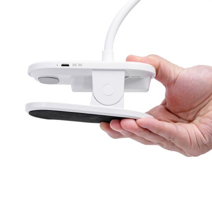 Aigostar - LED Lámpara de mesa recargable con dimmer con clip LED/2,5W/5V 1200mAh blanco