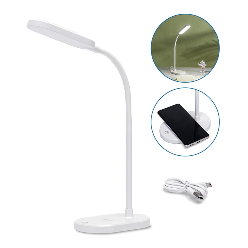 Aigostar - Lámpara de mesa LED regulable con carga inalámbrica LED/2,5W/5V blanco