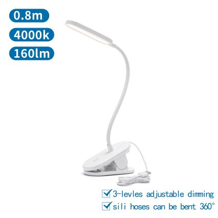 Aigostar - Lámpara de mesa LED regulable con clip LED/2,5W/5V blanco