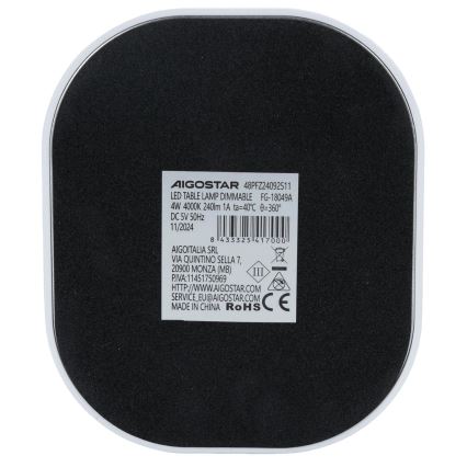 Aigostar - Lámpara de mesa LED regulable LED/4W/5V 4000K