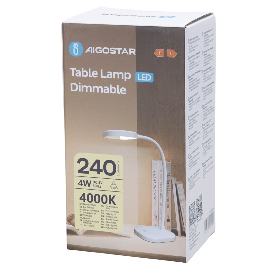 Aigostar - Lámpara de mesa LED regulable LED/4W/5V 4000K
