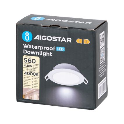 Aigostar - Lámpara empotrable de baño LED LED/4,8W/230V 4000K blanco IP65