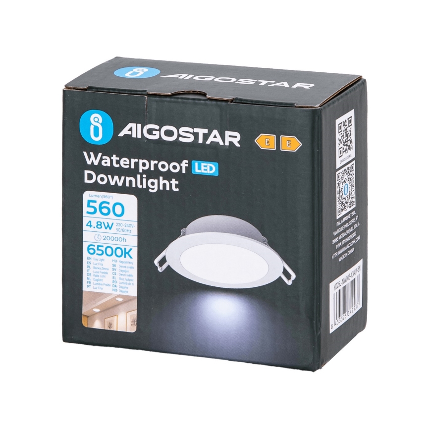 Aigostar - Lámpara empotrable de baño LED LED/4,8W/230V 6500K blanco IP65