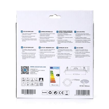 Aigostar - Lámpara empotrable LED ULTRATHIN LED/16W/230V 6000K blanco
