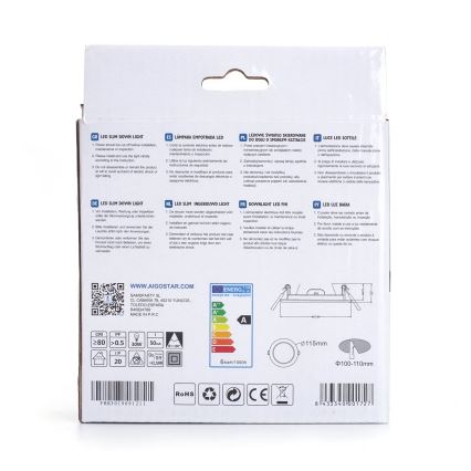 Aigostar - Lámpara empotrable LED ULTRATHIN LED/6W/230V 3000K blanco