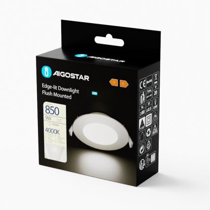 Aigostar - Lámpara empotrable LED ULTRATHIN LED/9W/230V 4000K blanco